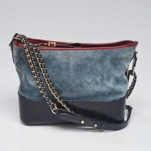 Chanel Blue Quilted Suede and Leather Medium Gabrielle Hobo Bag